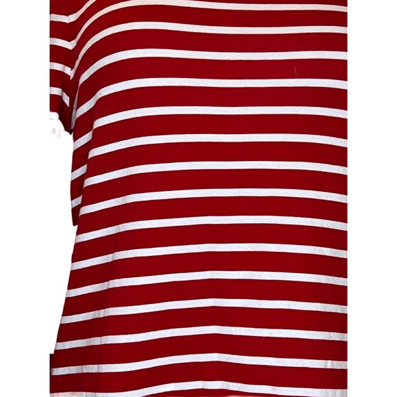 Croft & Burrow Women's Medium Top Red and White Stripes 3/4 Sleeves Round Neck - Picture 8 of 10